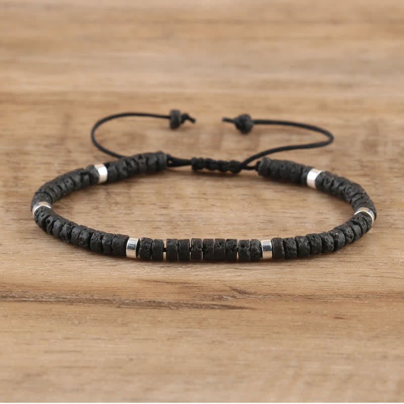 Armband met Natuurstenen Kralen en Verstelbare Koordsluiting