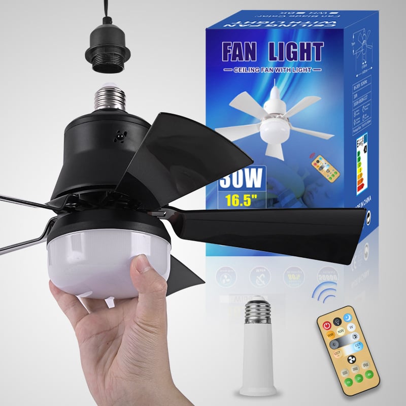 E27 plafondventilator met dimbare LED-lamp en afstandsbediening