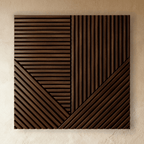 Geometrische houten wandpanelen voor een warme accentmuur
