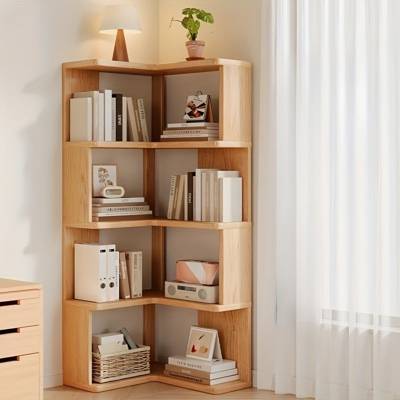 Massiefhouten Hoekkast met Schuine Planken en Compact Ontwerp