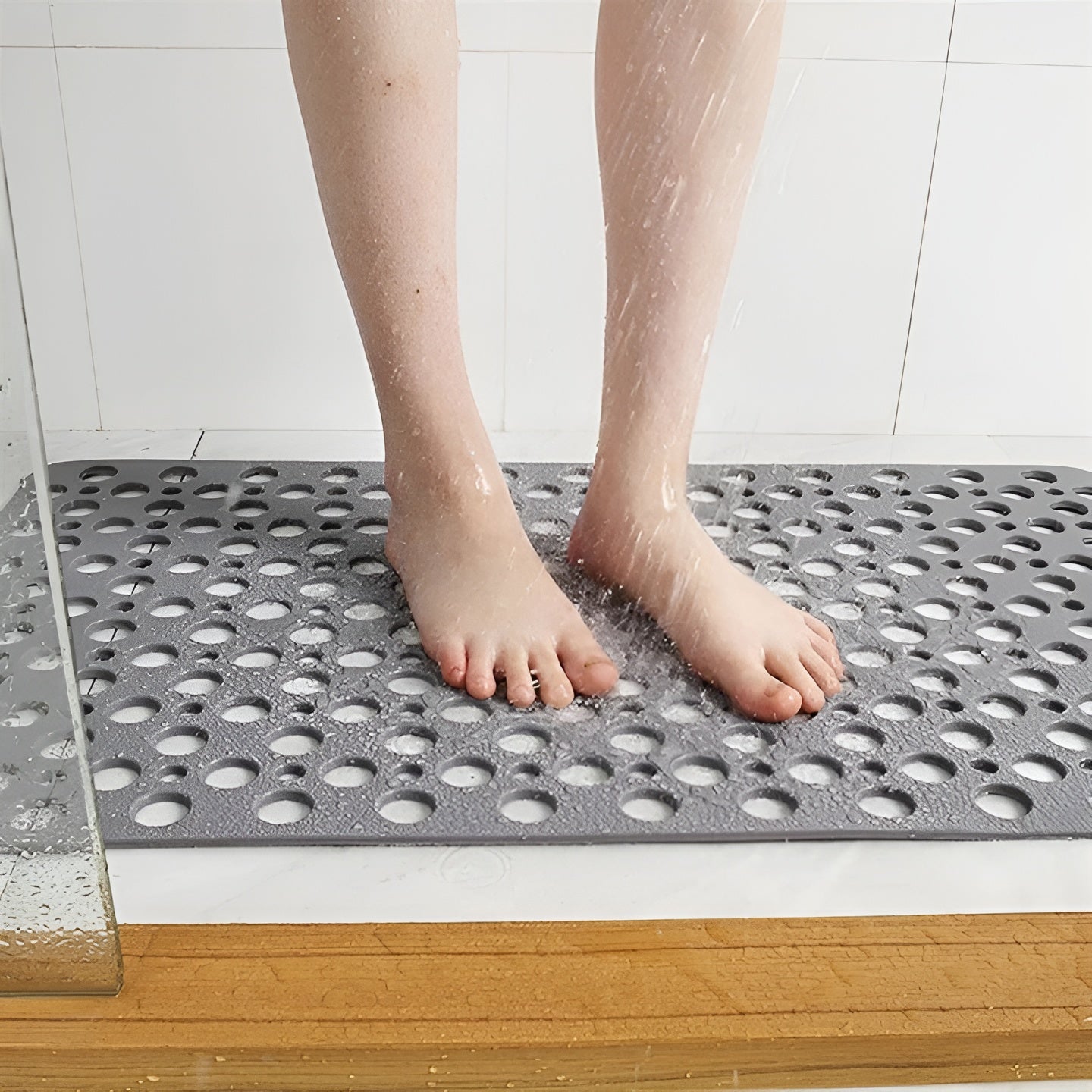 Antislip Douchemat met Zuignappen en Waterafvoer voor Douche en Bad