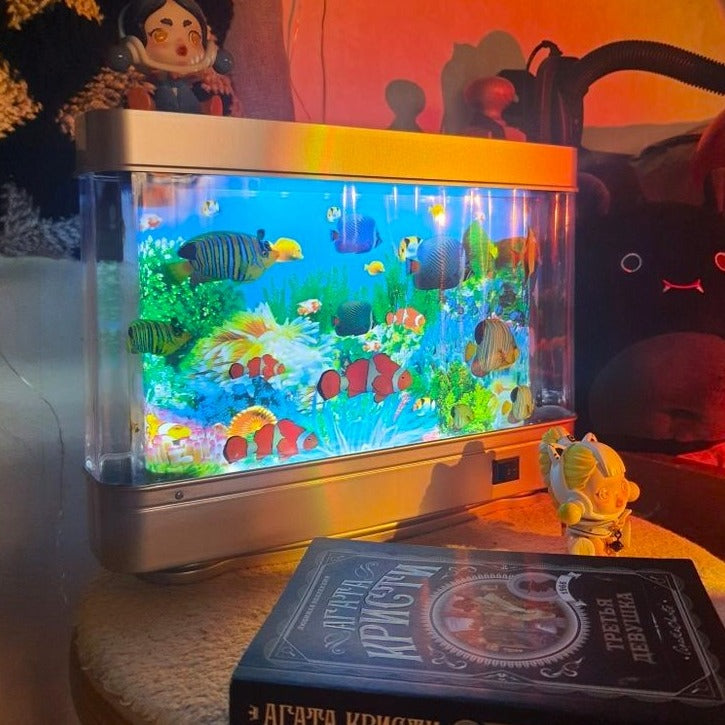 Aquariumlamp met Bewegende Vissen en LED‑Sfeerverlichting