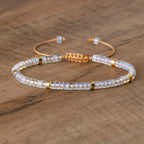 Armband met Natuurstenen Kralen en Verstelbare Koordsluiting