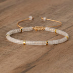 Armband met Natuurstenen Kralen en Verstelbare Koordsluiting