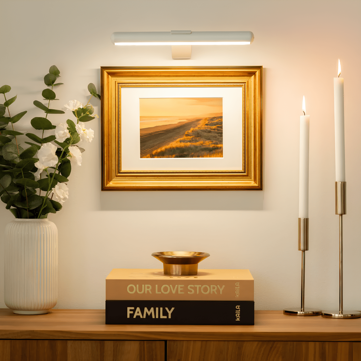Draadloze LED‑Wandlamp met 360° Verstelbare Kop voor Kunstpresentatie