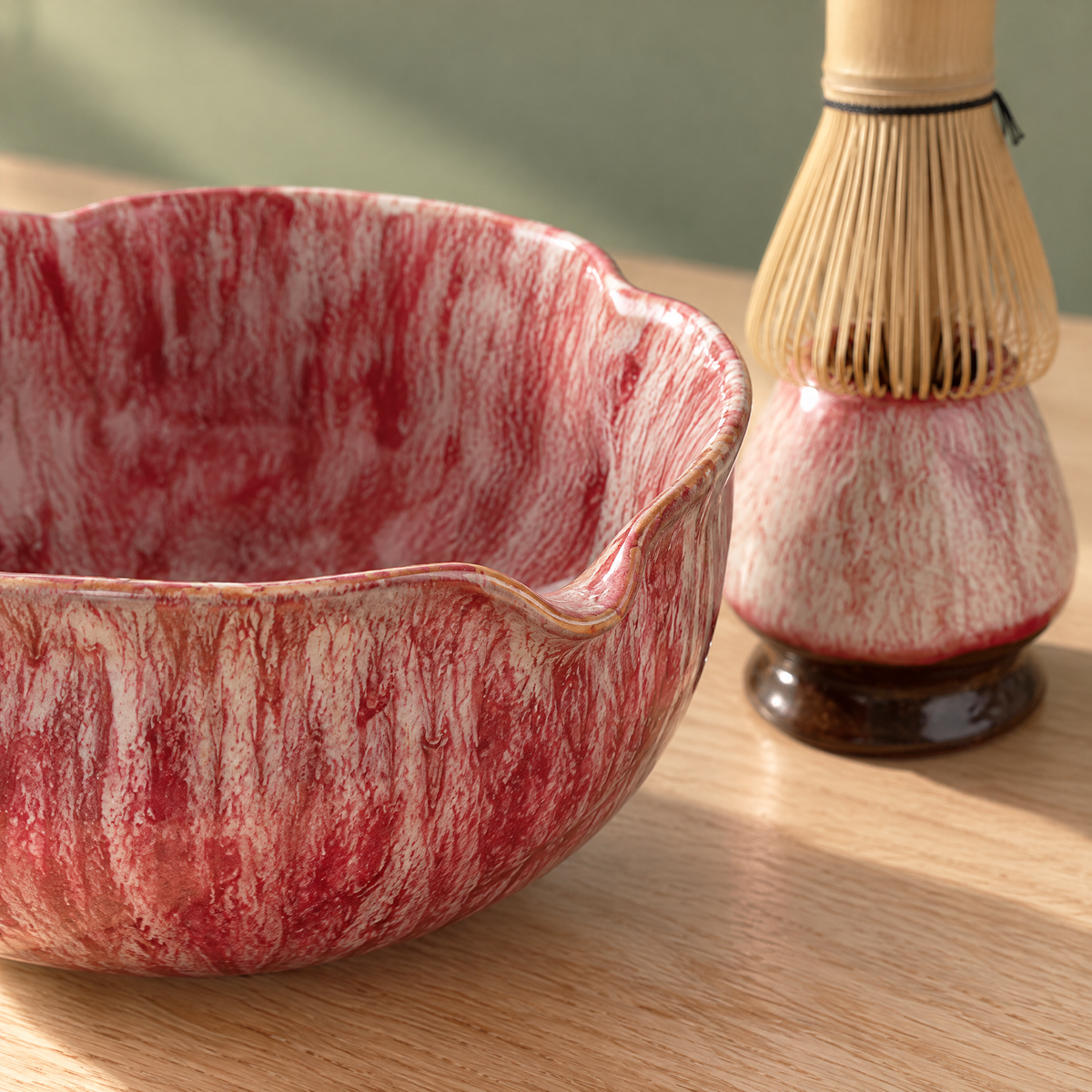 8-Delige Matcha Theeset Met Keramische Kom En Bamboe Accessoires