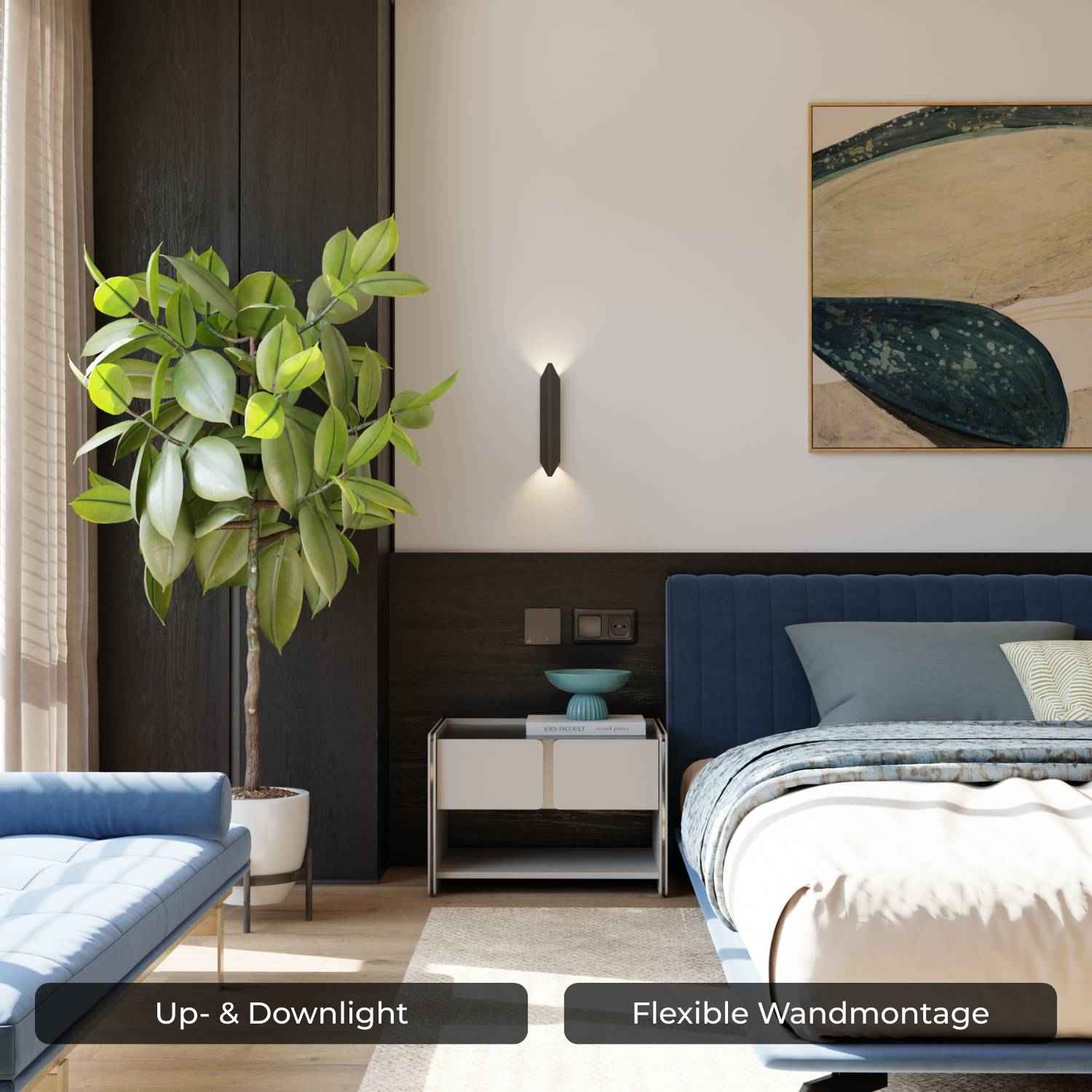 Wandlamp met Slank Ontwerp en Warm Wit Lichtaccent