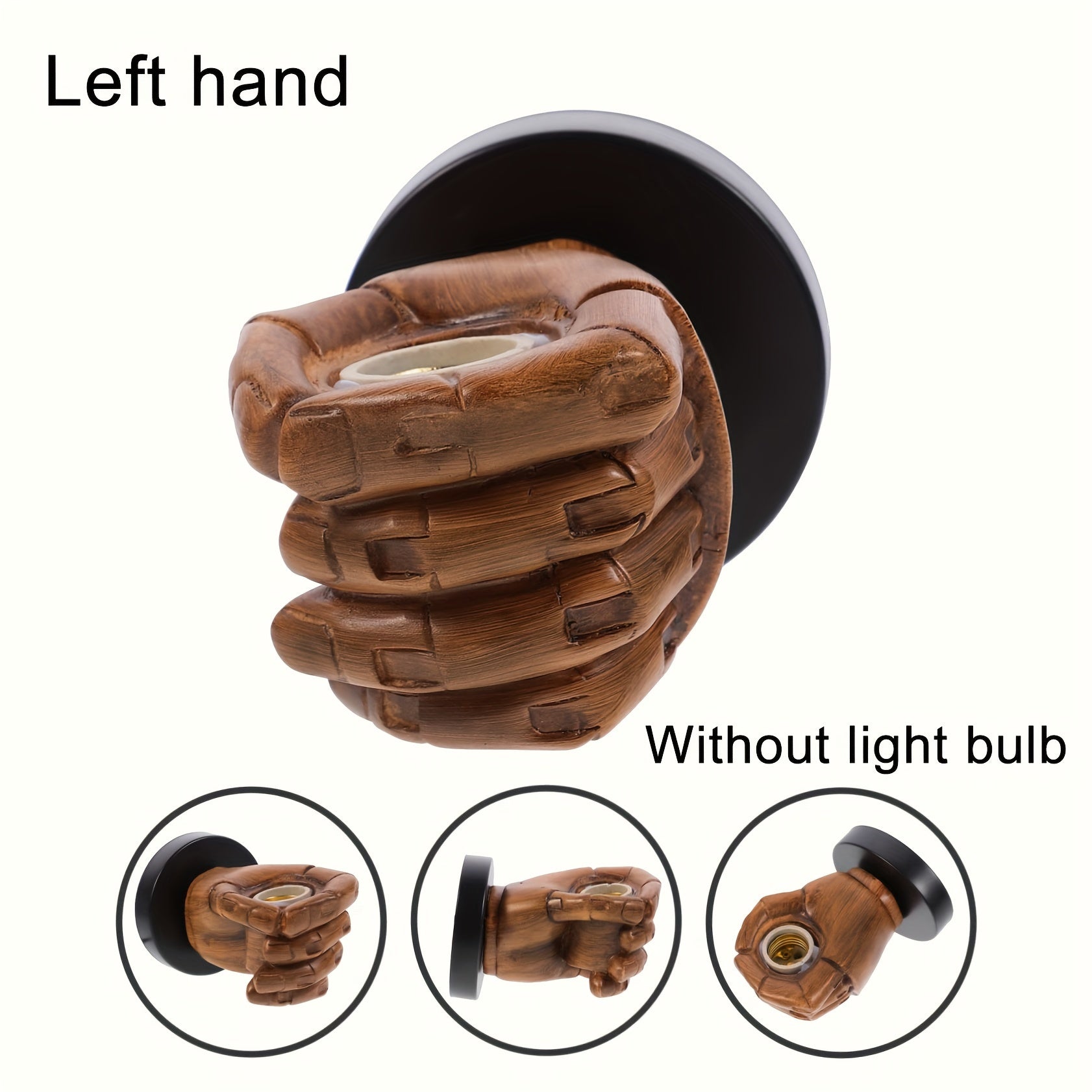 Handvormige wandlamp van hars met industriële E26-fitting