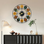 Metalen wandklok met stil kwartsuurwerk en retro open-frameontwerp