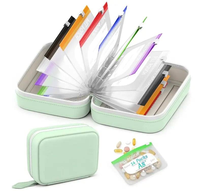 Pillencase PU Mint Schrijfbare Pouches Waterdicht Compact Organiserend Ontwerp