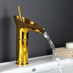 Antieke Wastafelkraan met Watervaluitloop en Klassieke Messingconstructie