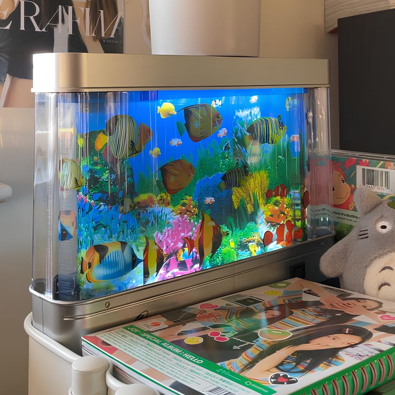 Aquariumlamp met Bewegende Vissen en LED‑Sfeerverlichting