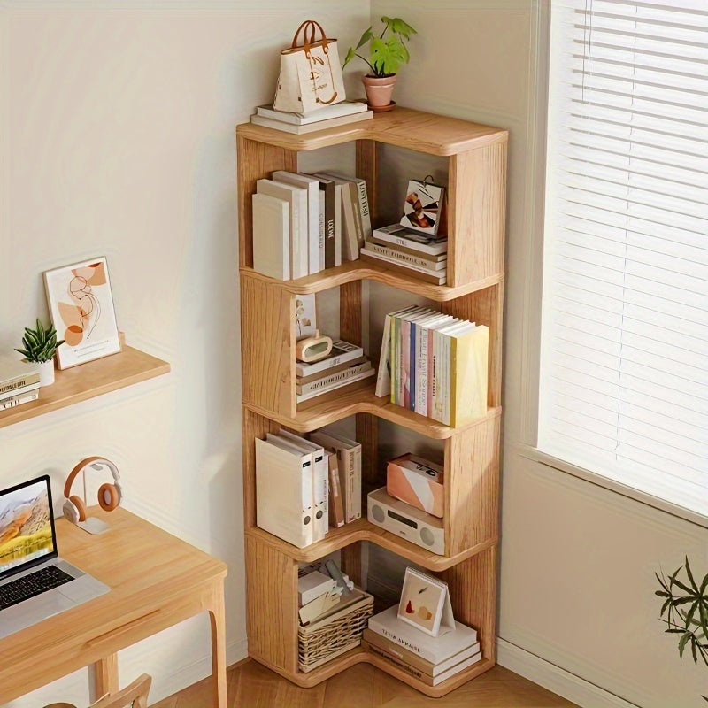 Massiefhouten Hoekkast met Schuine Planken en Compact Ontwerp
