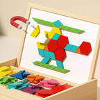 Magnetisch Legspel van Hout met Vormen en Bijpassende Voorbeeldkaarten