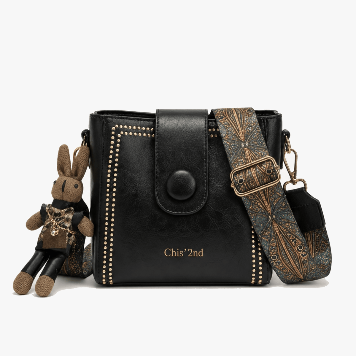 Vintage Crossbody Tas Met Geweven Schouderband En Slimme Opbergvakken