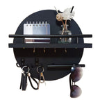 Wandorganiser met Ronde Houten Vorm en Metalen Accenten