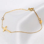 Armband voor dames met kruis en kristal aan verstelbare ketting