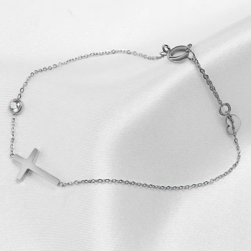 Armband voor dames met kruis en kristal aan verstelbare ketting