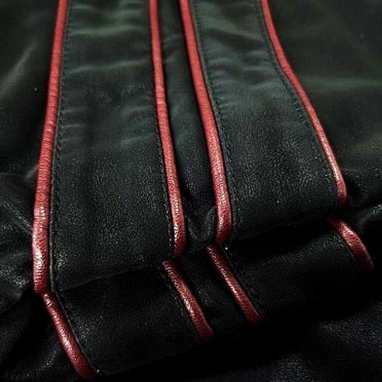 Bikerjack voor Heren van Imitatieleer met Rits en Streepdetails