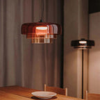 Luxe Glazen Hanglamp met Unieke Handgemaakte Kap voor Warme Sfeerverlichting