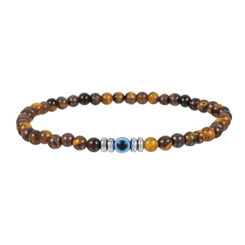 Kralenarmband van Steen met Oogmotief en Koordsluiting