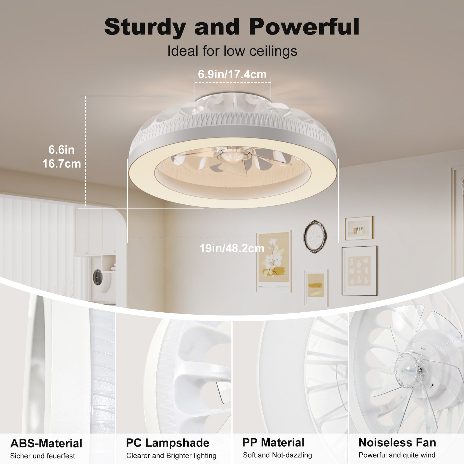 Plafondventilator met RGB LED-Verlichting en Dimbare Lamp voor Woonkamer