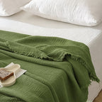 Katoenen Mousseline Plaid met Franjes voor Bank, Bed en Woonkamer
