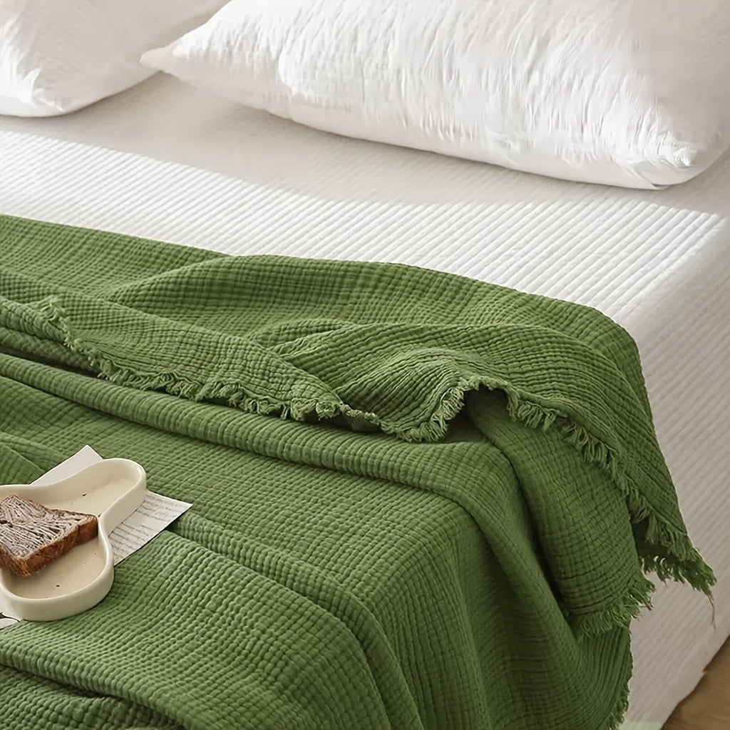 Katoenen Mousseline Plaid met Franjes voor Bank, Bed en Woonkamer