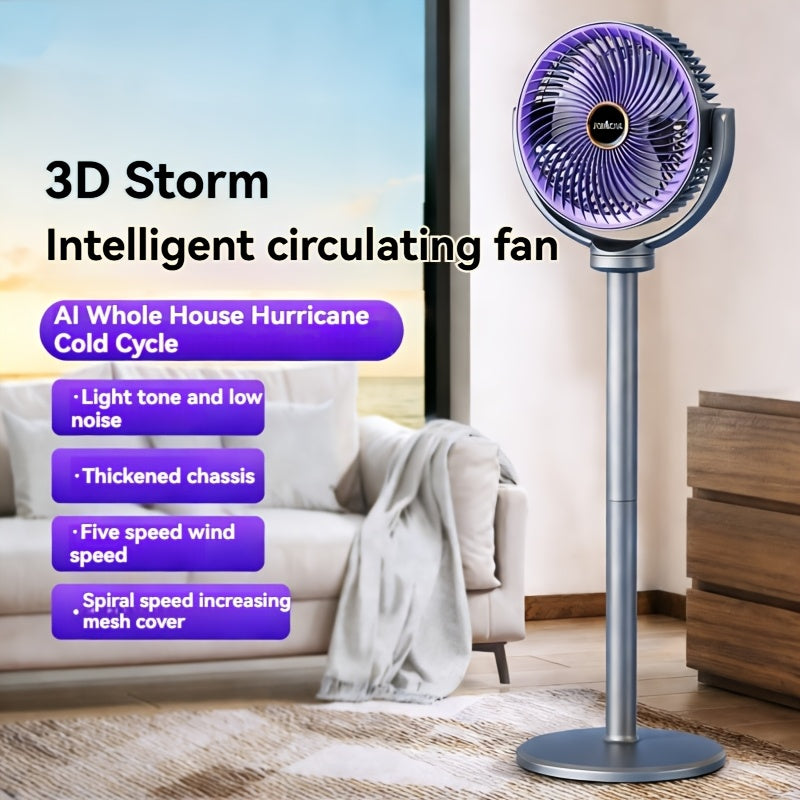 Draadloze Staande Ventilator met Verstelbare Hoogte en 5 Snelheden