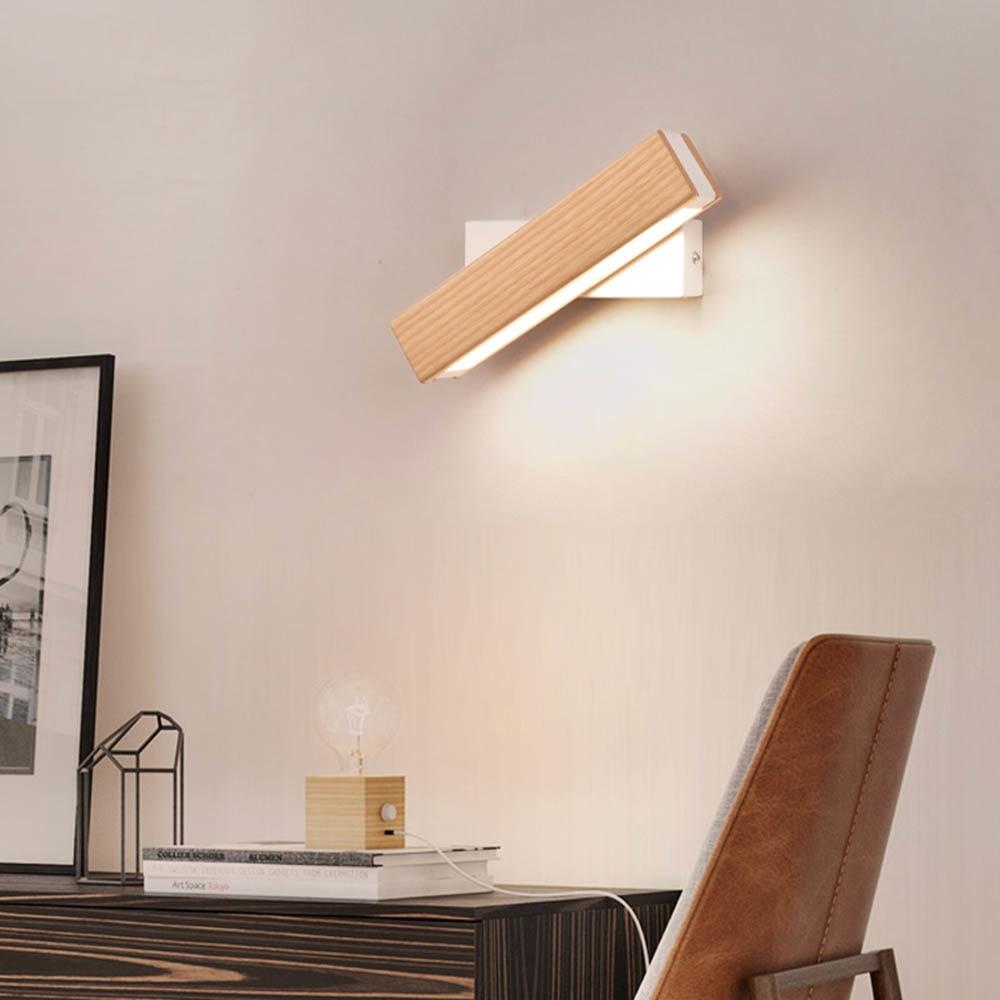 LED Wandlamp Met 360° Draaiarm En Houten Accent