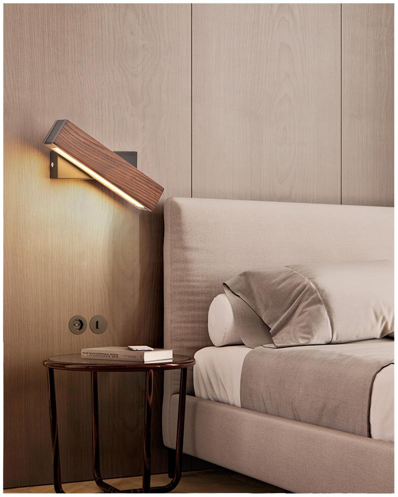LED Wandlamp Met 360° Draaiarm En Houten Accent