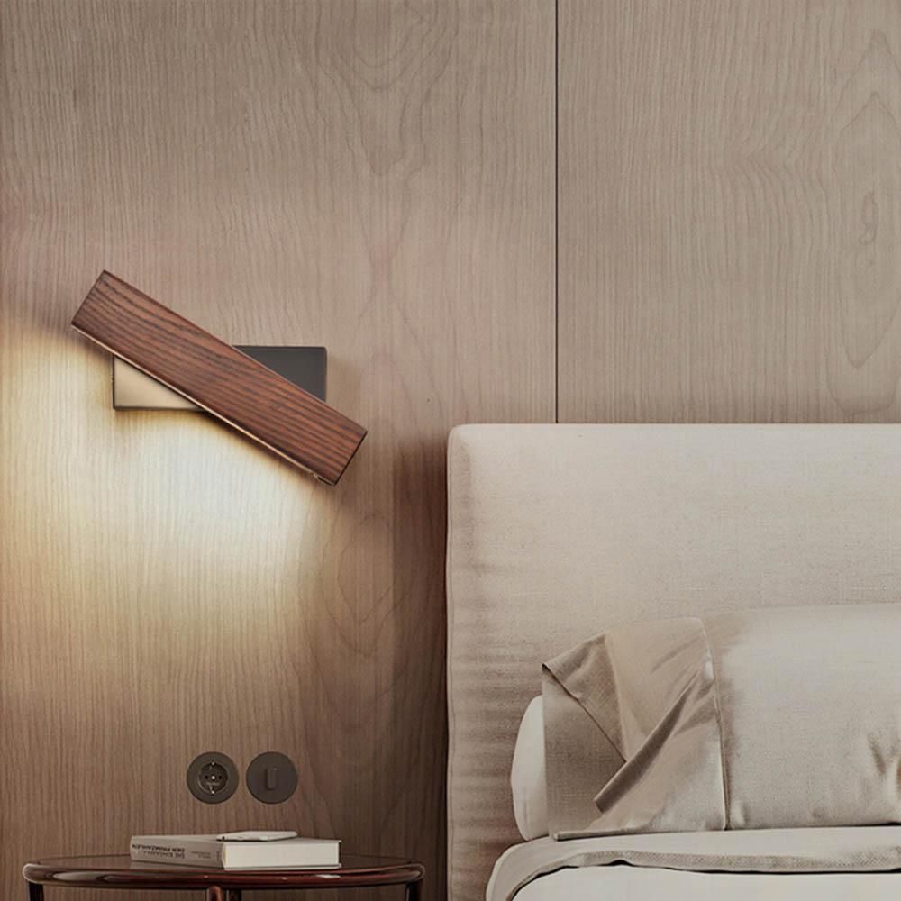LED Wandlamp Met 360° Draaiarm En Houten Accent