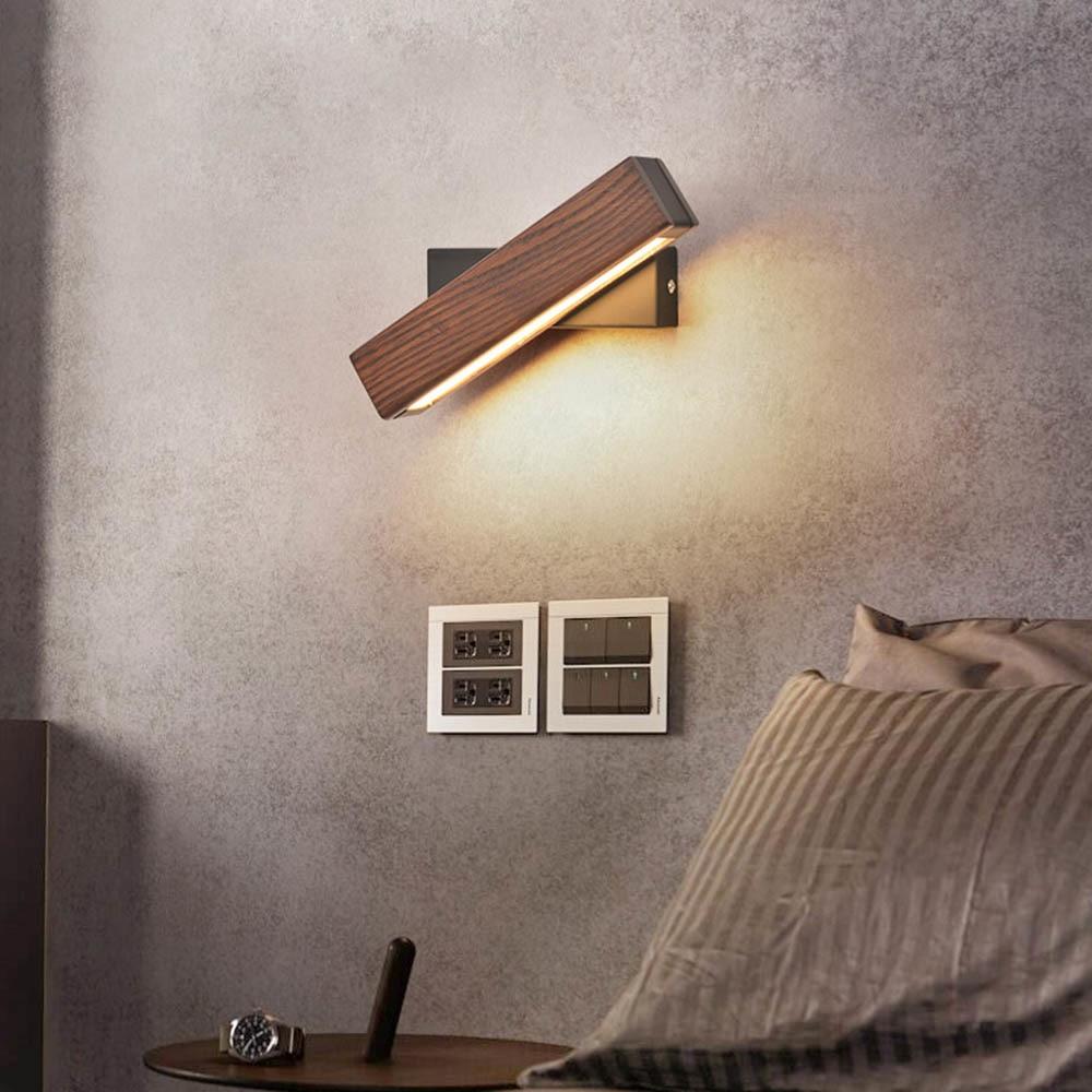 LED Wandlamp Met 360° Draaiarm En Houten Accent