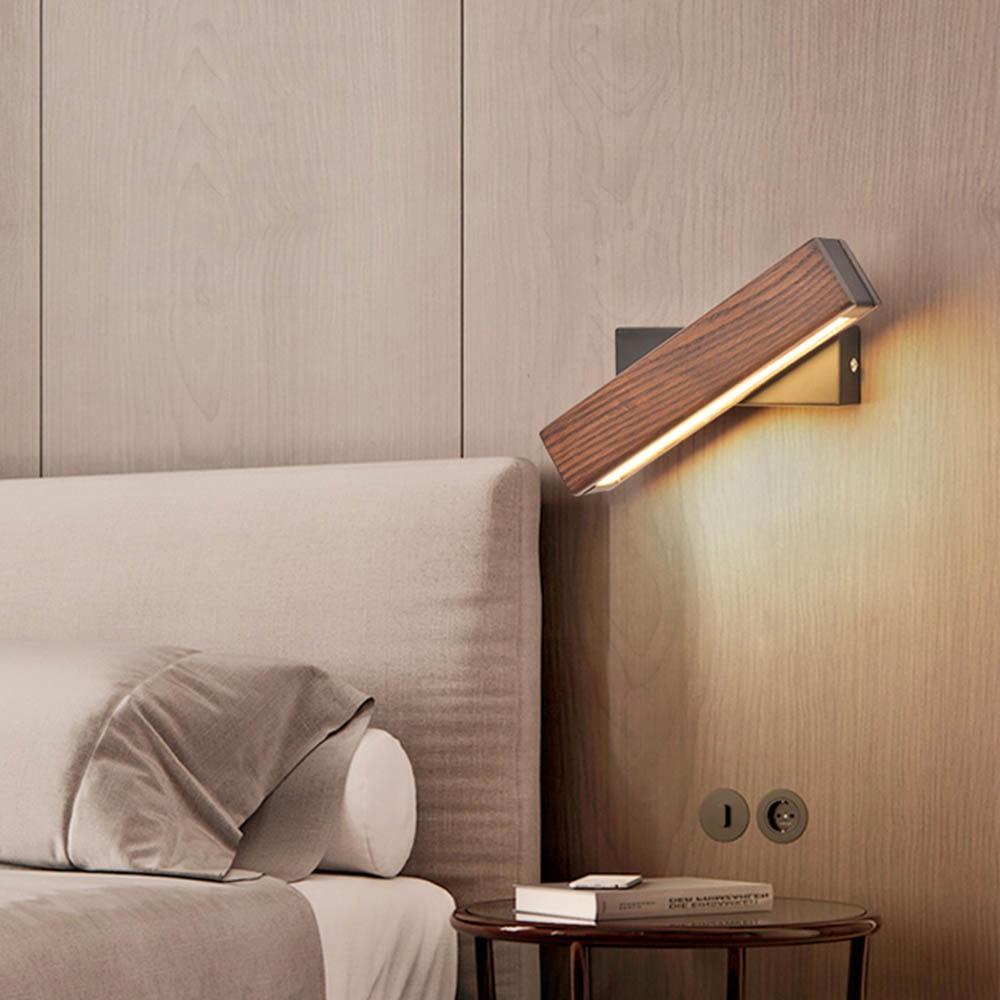 LED Wandlamp Met 360° Draaiarm En Houten Accent