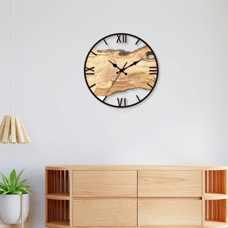 Wandklok met Houtstructuur en Stil Uurwerk