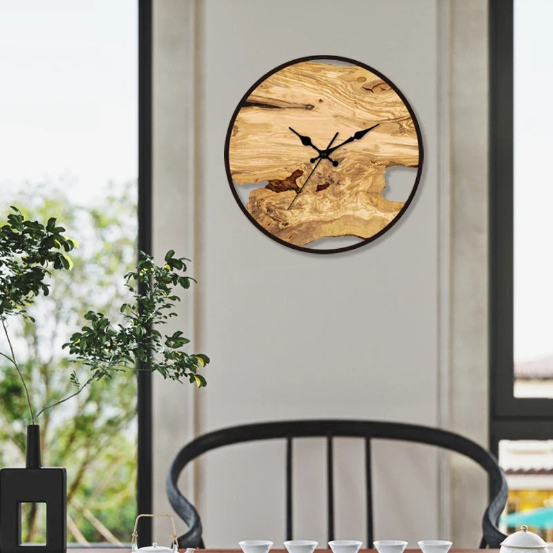 Wandklok met Houtstructuur en Stil Uurwerk