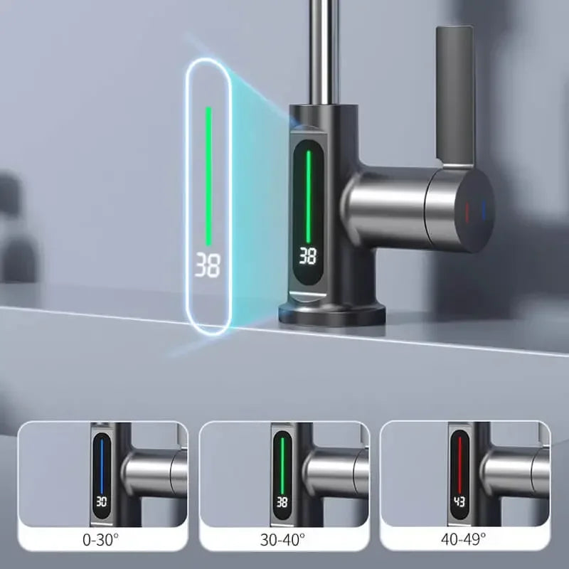 Keukenmengkraan Met Digitale Temperatuurweergave En Flexibele Uitloop