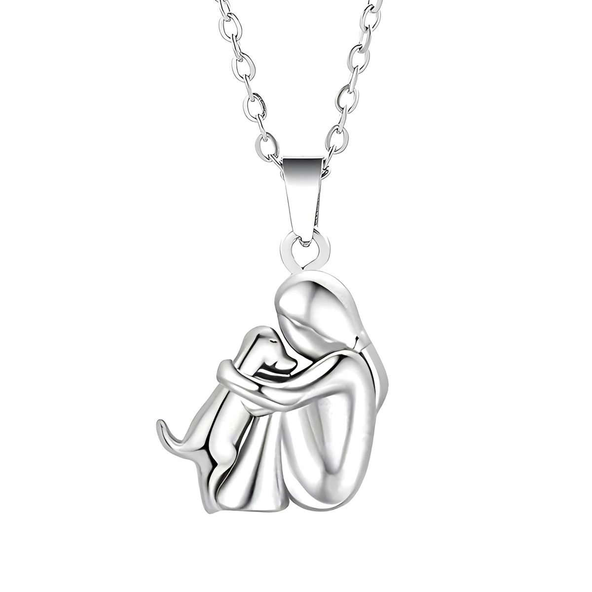 Hangerketting met omhelzende mens en hond voor dagelijks gebruik