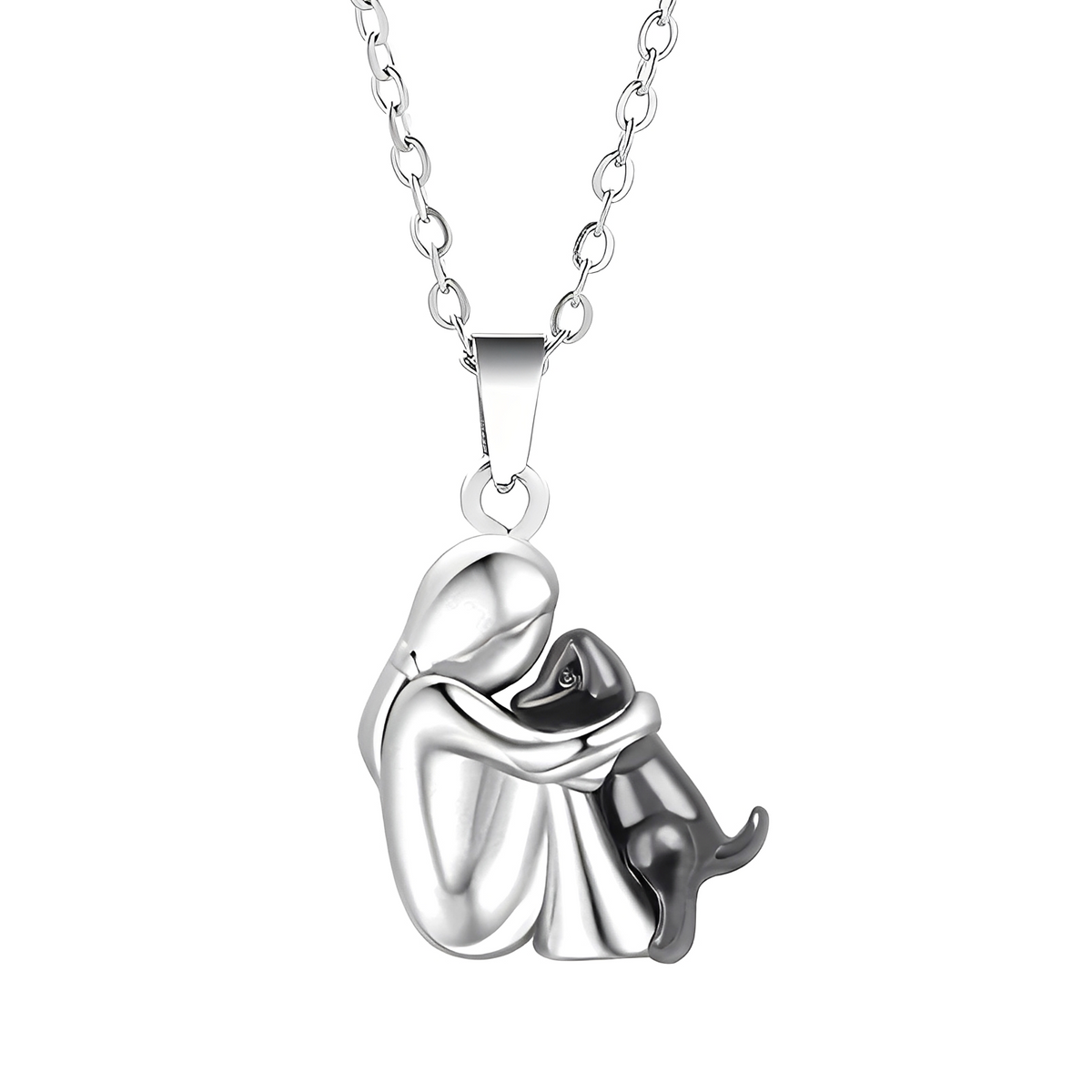 Hangerketting met omhelzende mens en hond voor dagelijks gebruik