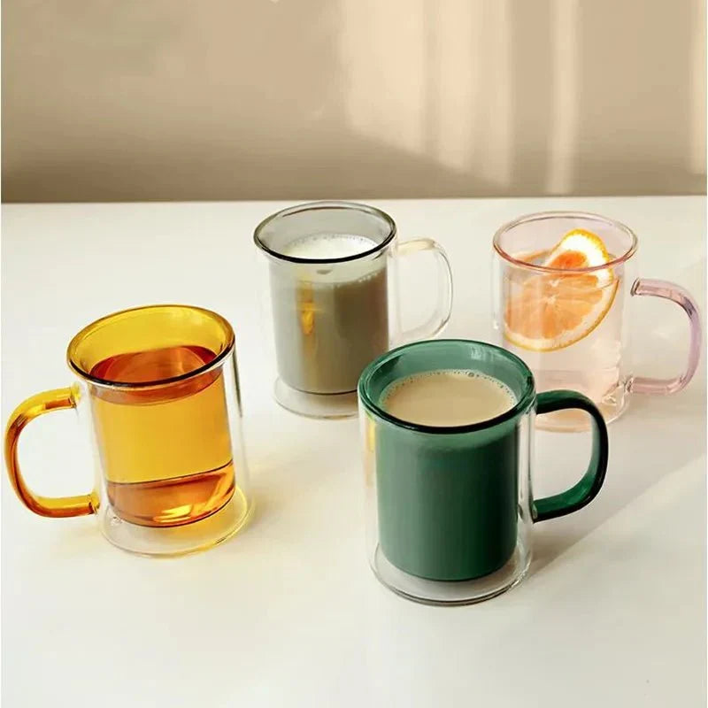 Dubbelwandige Glazen Koffiemok Met Luxe Isolatie En Ergonomisch Ontwerp