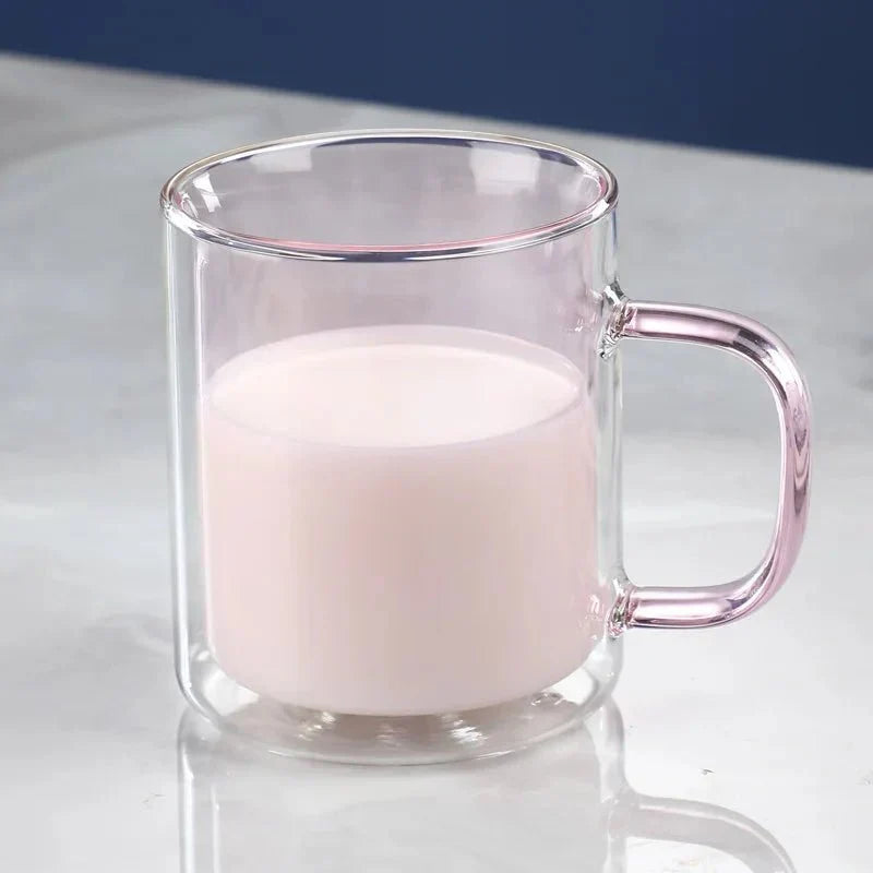 Dubbelwandige Glazen Koffiemok Met Luxe Isolatie En Ergonomisch Ontwerp