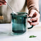 Dubbelwandige Glazen Koffiemok Met Luxe Isolatie En Ergonomisch Ontwerp