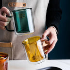 Dubbelwandige Glazen Koffiemok Met Luxe Isolatie En Ergonomisch Ontwerp