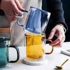 Dubbelwandige Glazen Koffiemok Met Luxe Isolatie En Ergonomisch Ontwerp