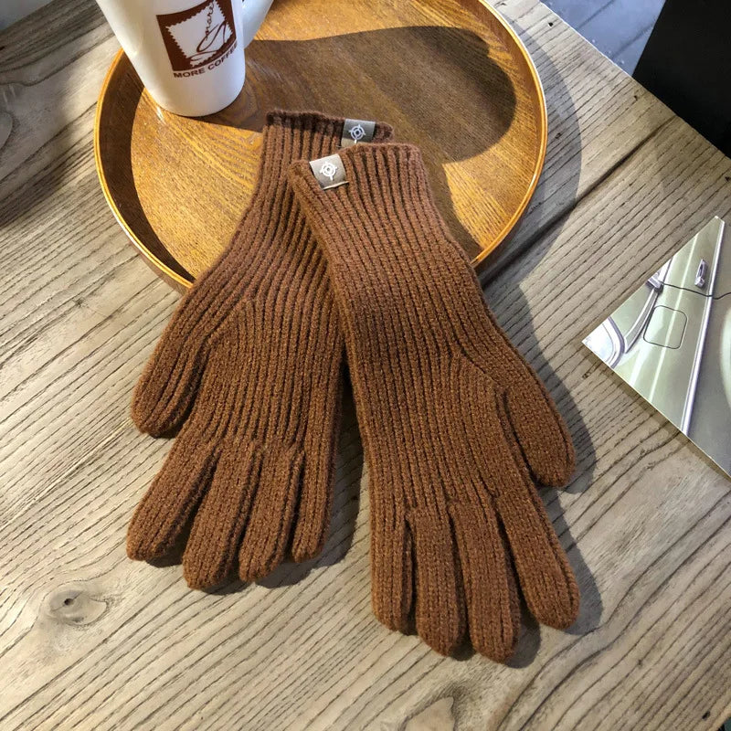 Handschoenen van Wol met Ribboorden en Touchscreenfunctie