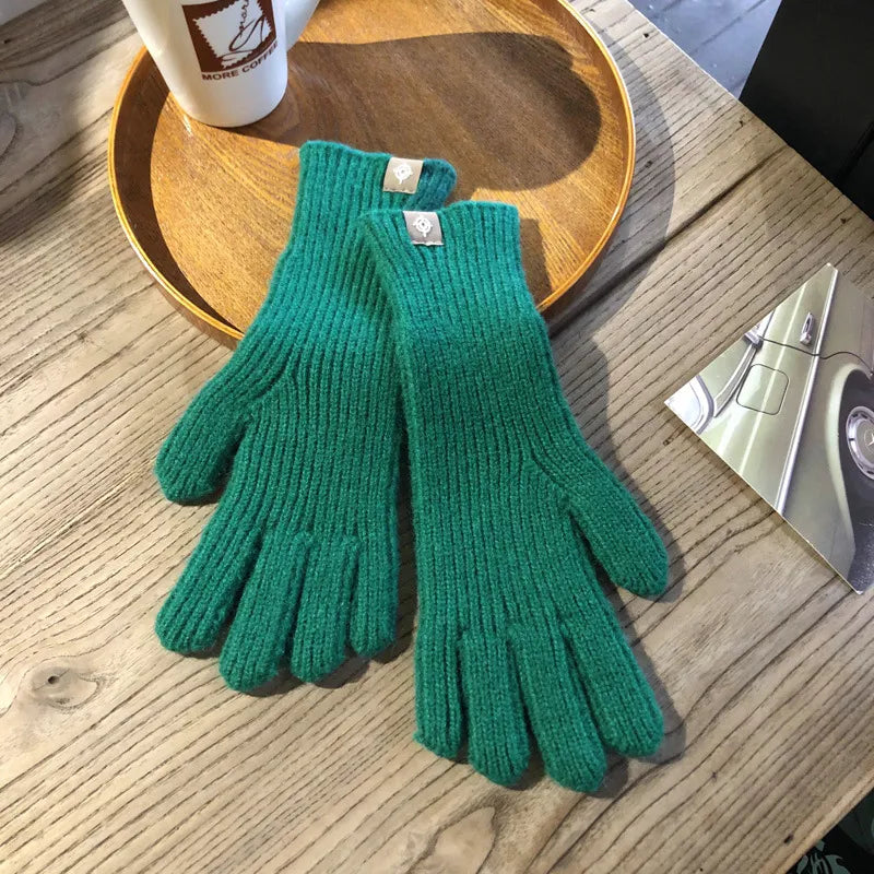 Handschoenen van Wol met Ribboorden en Touchscreenfunctie