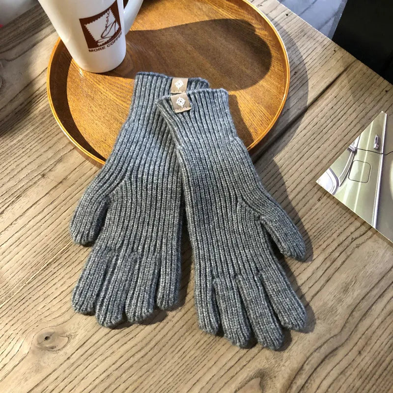 Handschoenen van Wol met Ribboorden en Touchscreenfunctie