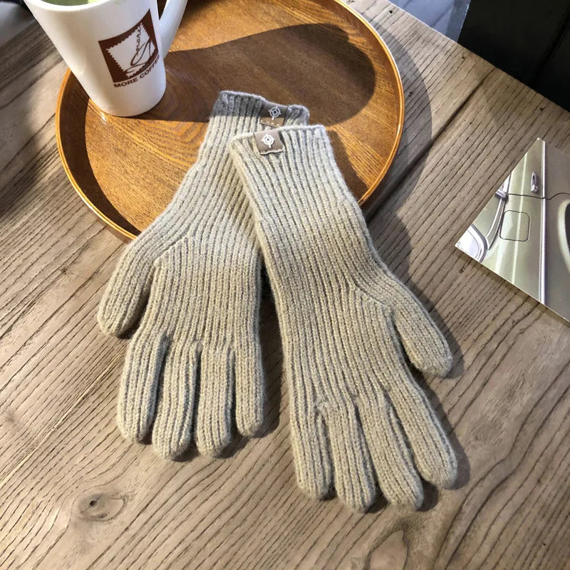 Handschoenen van Wol met Ribboorden en Touchscreenfunctie