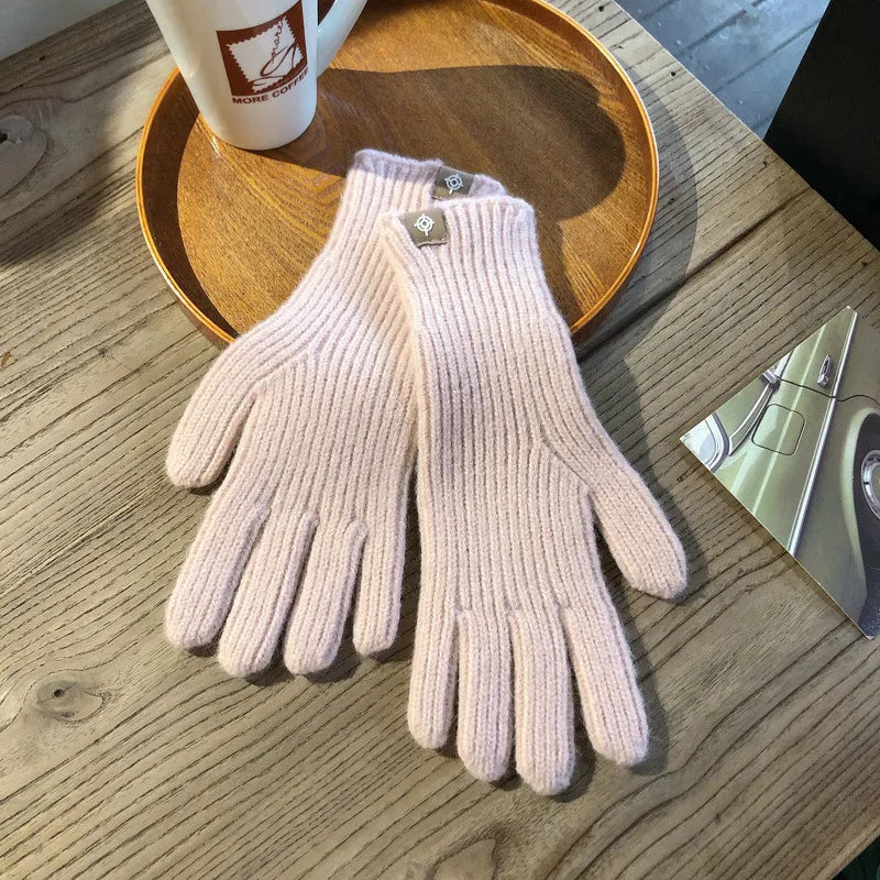 Handschoenen van Wol met Ribboorden en Touchscreenfunctie