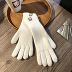 Handschoenen van Wol met Ribboorden en Touchscreenfunctie